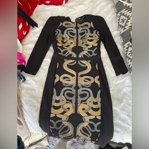 Ted Baker London Black Dress with Gold Snake Design